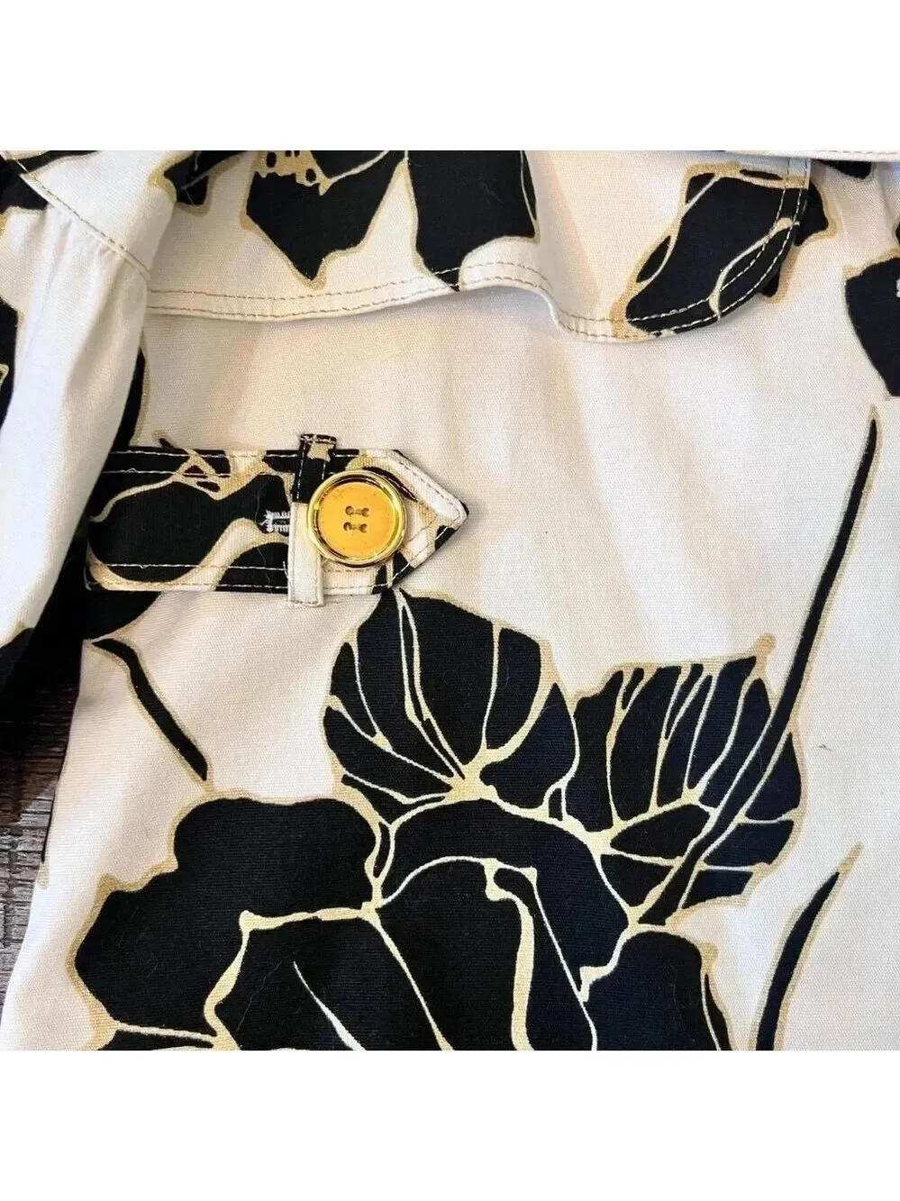 Cache Vintage Floral Cropped Jacket Balloon Sleeve Brown Cream Large EUC